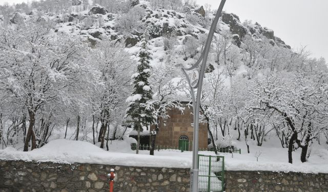 Çukurca ilçesinde kar yağışı aralıklarla sürüyor