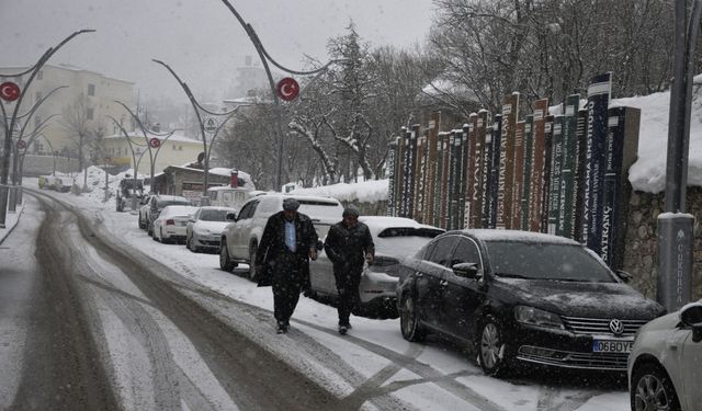 Çukurca ilçesinde kar yağışı yeniden başladı