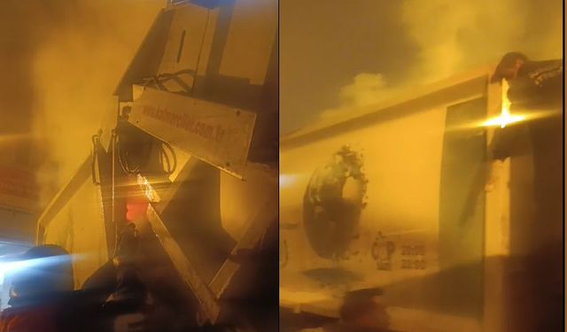 Çöpe Atılan Ateş Çöp Aracını Alevlere Teslim Ediyordu