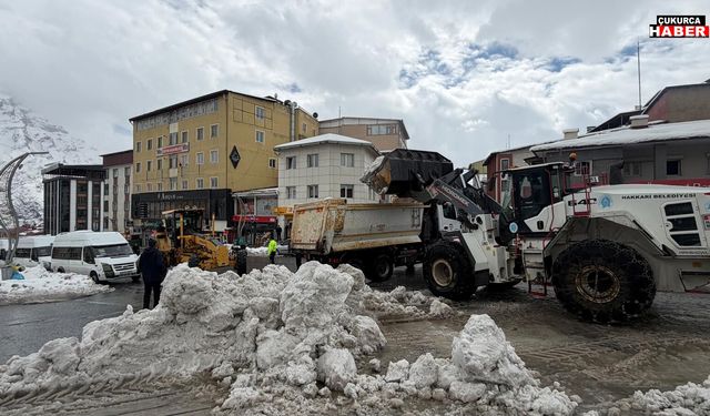 Hakkari'de geceli gündüzlü karla mücadele sürüyor