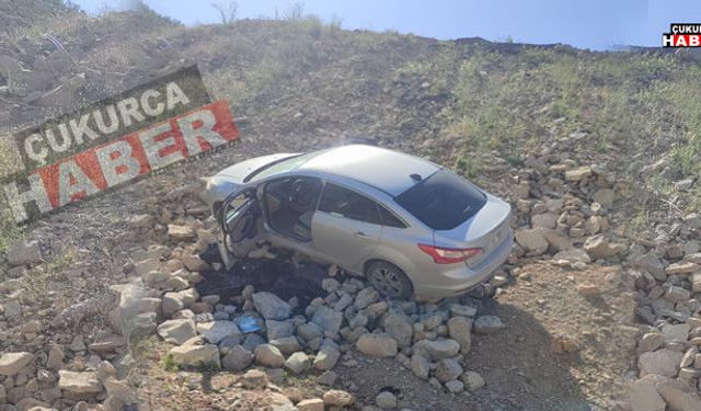 Çukurca’da korkutan kaza: Araç yamaçta durabildi