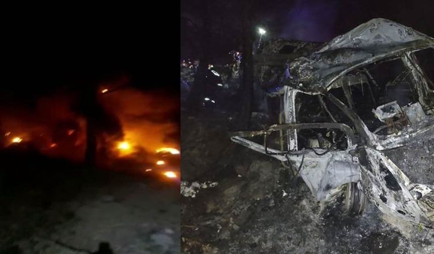 Uçuruma devrilen minibüs yandı: 4 ölü, 17 yaralı