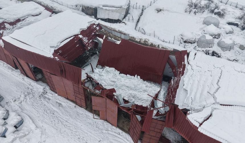 Derecik’te Belediye Garajı Kar Yüküne Dayanamadı, Çöktü!